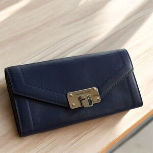 MICHAEL KORS Kinsley Leather Wallet - Blue And Silver